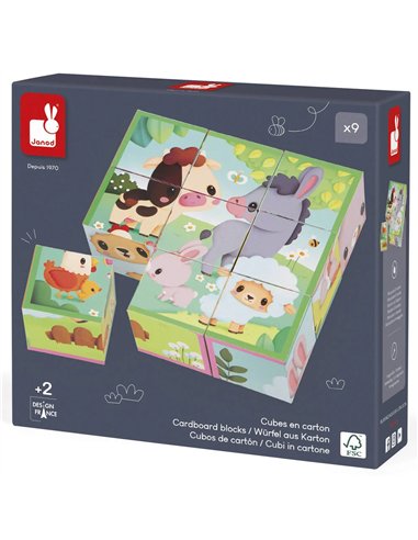 Cubes en carton Animaux Ferme Janod