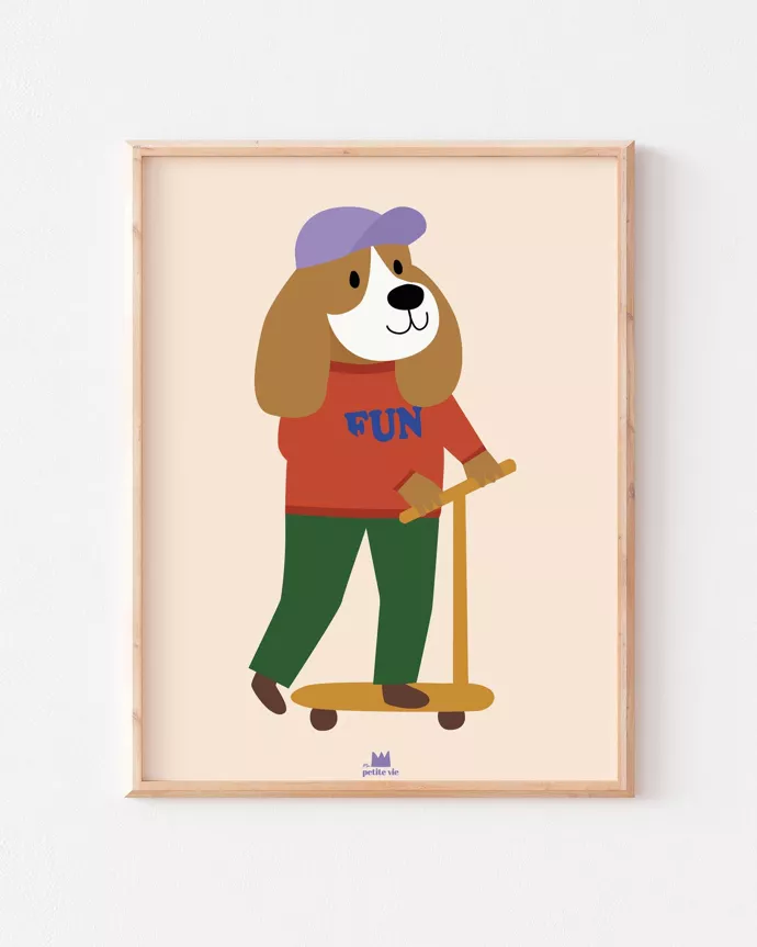 Affiche A3 Chien Trottinette Ma Petite Vie