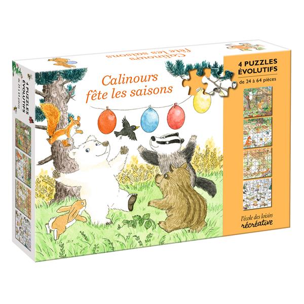 4 Puzzles Evolutifs de 24 à 64 pcs Calinours fête les saisons