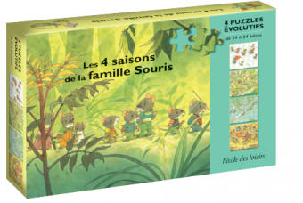 4 Puzzles Evolutifs de 24 à 64 pcs Les 4 Saisons de la Famille Souris