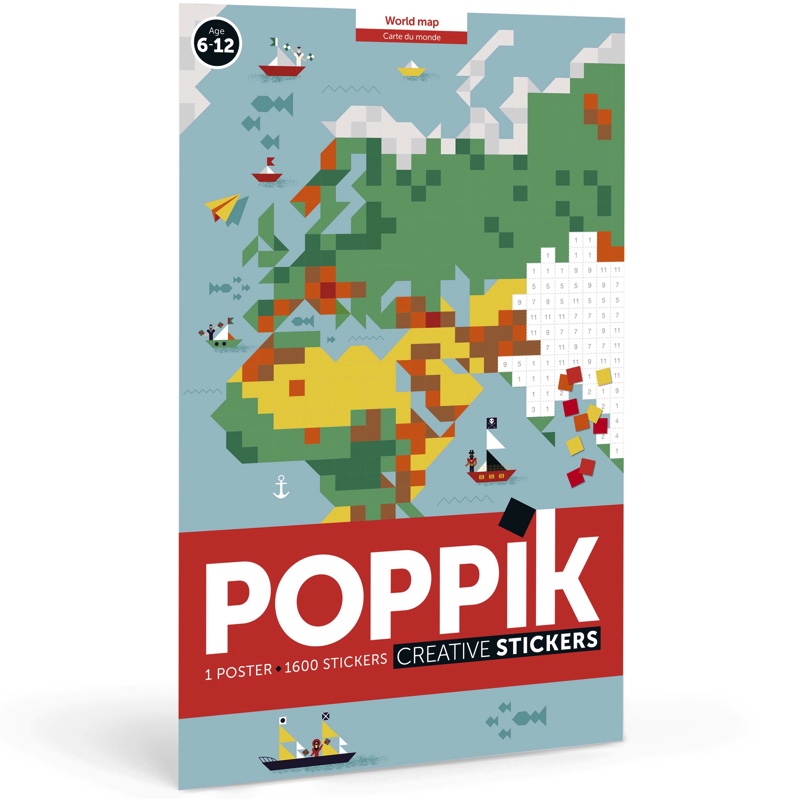 Poster Carte du monde 1600 stickers Poppik