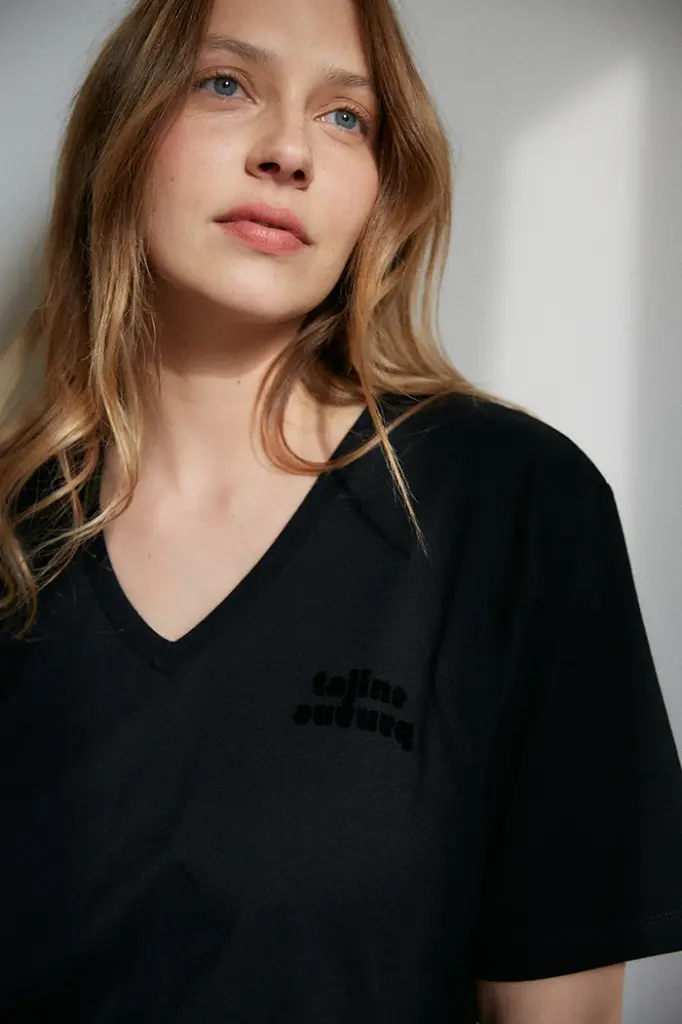 [TA-1286] T-shirt d'allaitement Col en V La P'allaite Noir Taille XS Tajinebanane