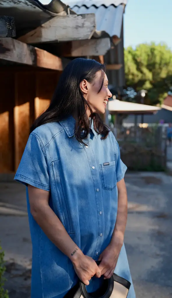 [TA-3821] Robe-Chemise d'allaitement en jeans Mom'Made Taille L Tajinebanane