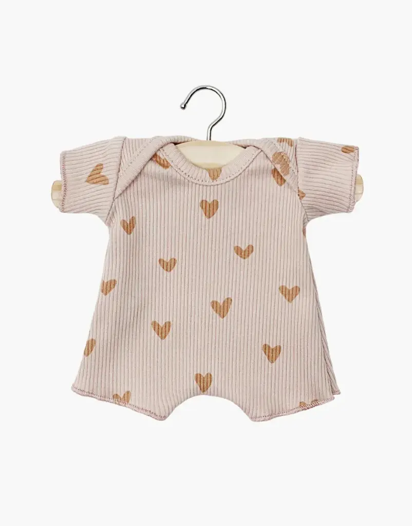 Body Shorty en maille côtelée Petits coeurs roses Babies Minikane