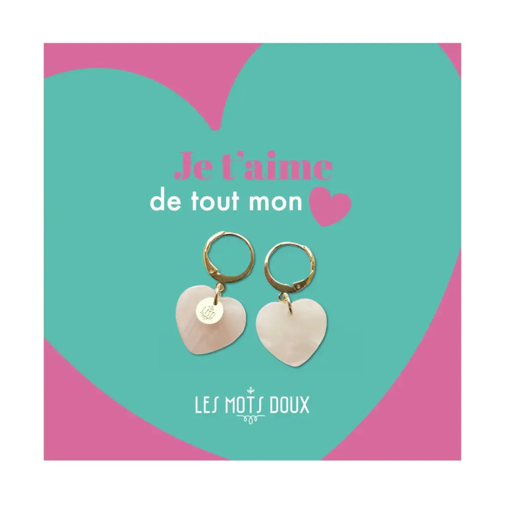 Boucles d'oreilles Coeurs Acetate Rose Les Mots Doux