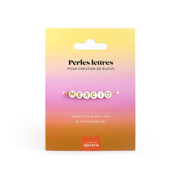 Perles lettres Merci pour bracelet à personnaliser
