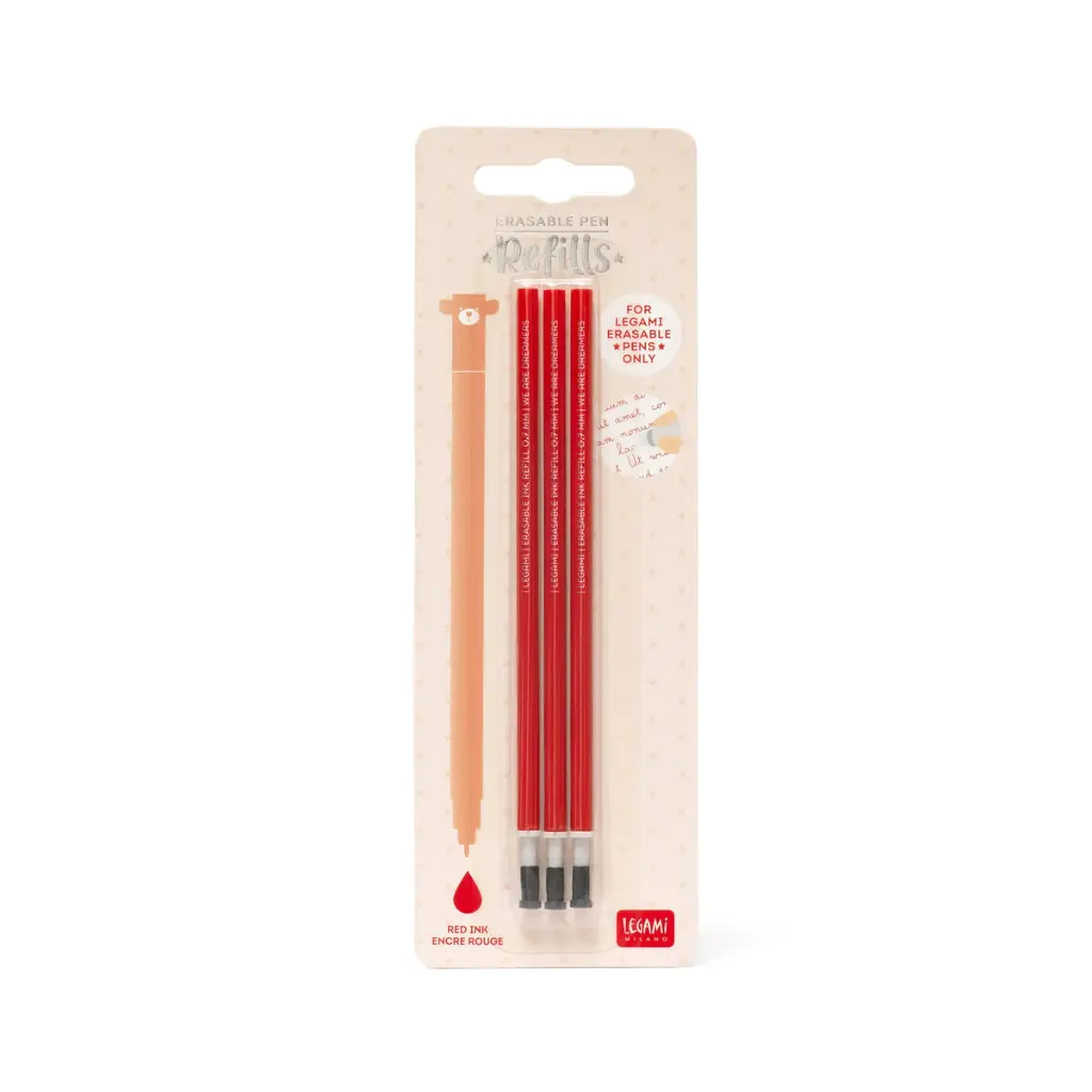 Set de 3 recharges pour stylo à encre gel effaçable Red Legami 