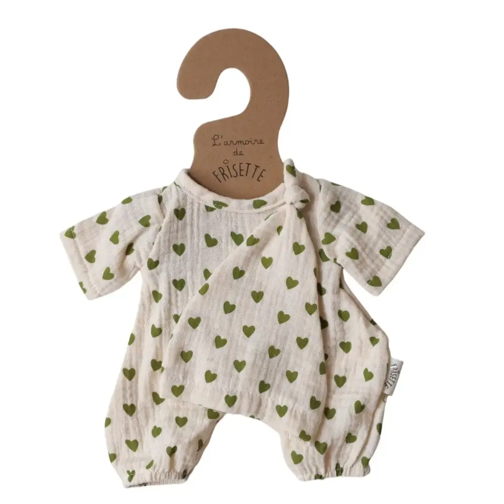Pyjama poupée 33cm coeur vert