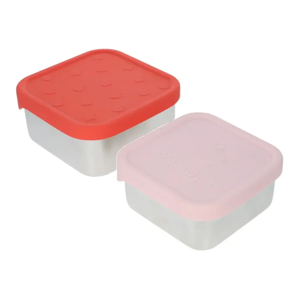Lot de 2 boîtes à goûter en métal Pommes