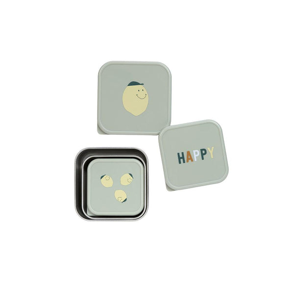 Lot de 3 boites à snack Inox Happy Fruits Citron