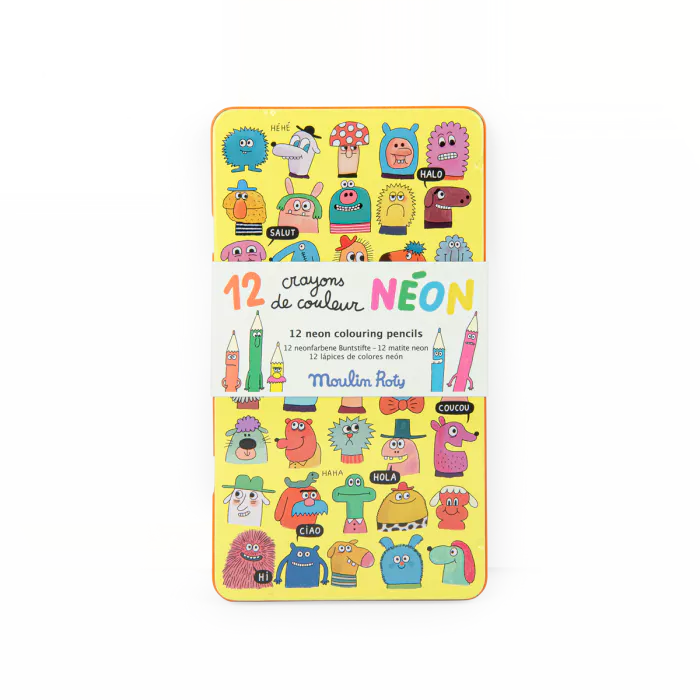 12 crayons de couleur néon Les Schmouks Moulin Roty