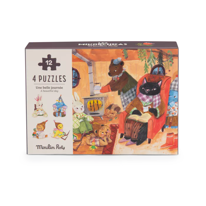 4 mini puzzles Une belle journée (4x12 pcs) Les Minouchkas