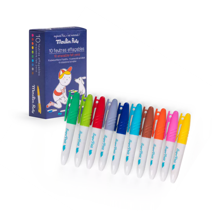Set de 10 feutres effaçable Super petit Aujourd'hui c'est Mercredi