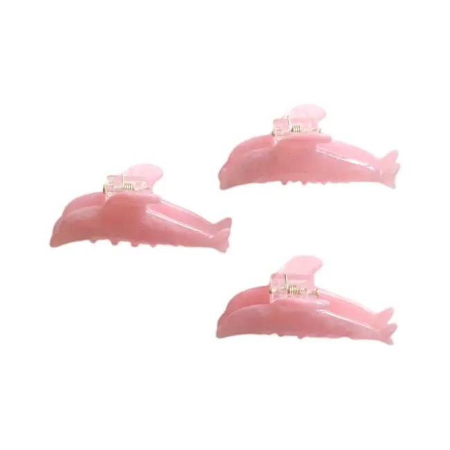 Lot de 3 Pinces Cheveux Dauphins roses 