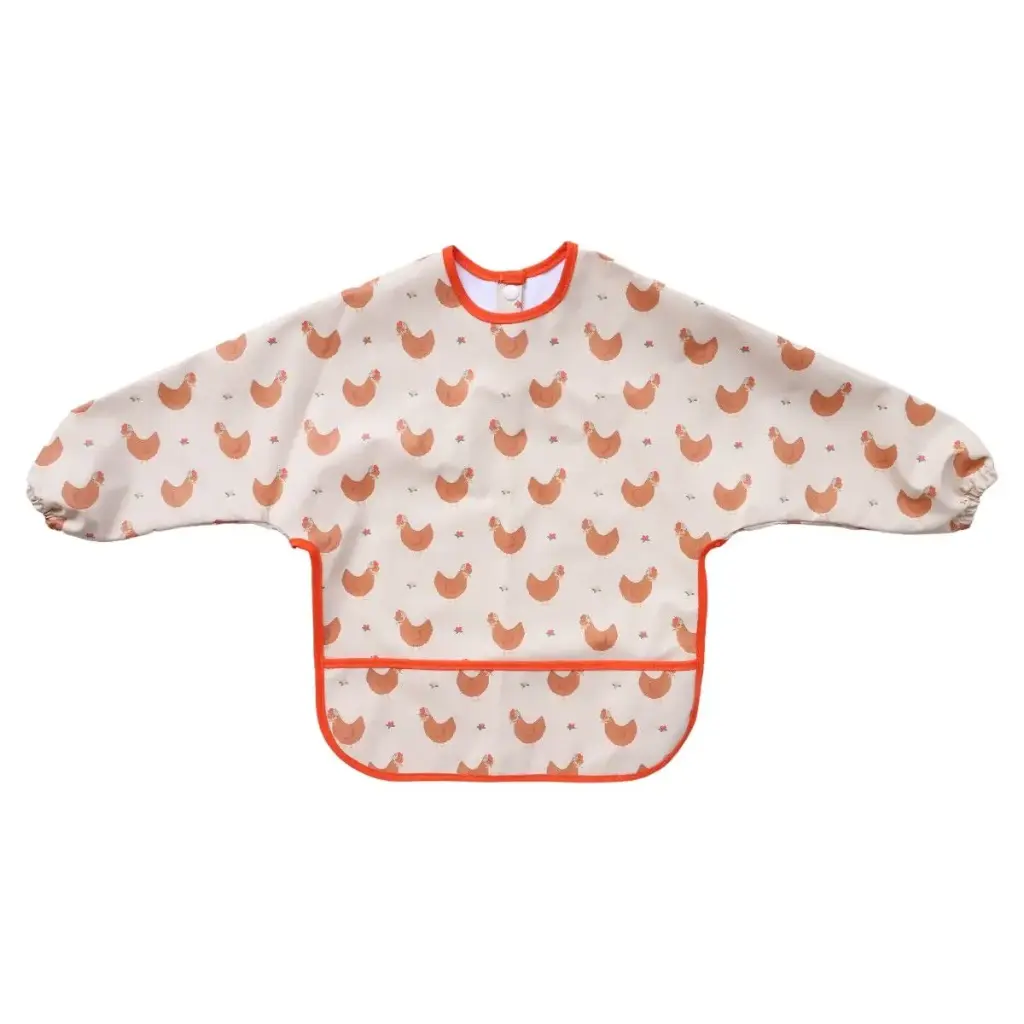 Bavoir tablier manches longues 1-3 ans - La petite poule rousse