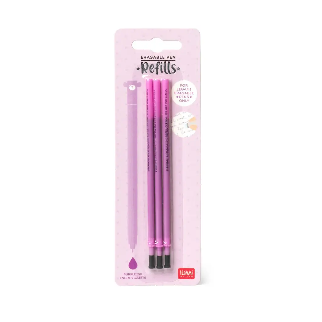 [LE-1292] Set de 3 recharges pour stylo à encre gel effaçable Purple Legami 