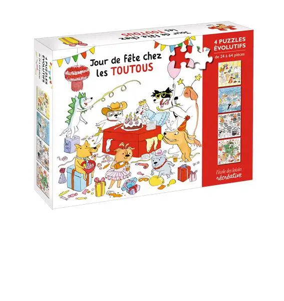 Puzzle évolutif Jour de fête chez le Toutous (24 à 64 pcs)