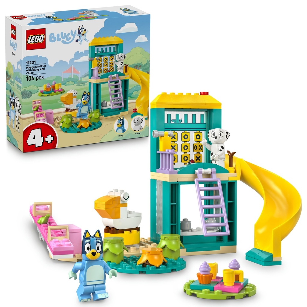 Bluey et Chloé au terrain de jeux Lego Bluey