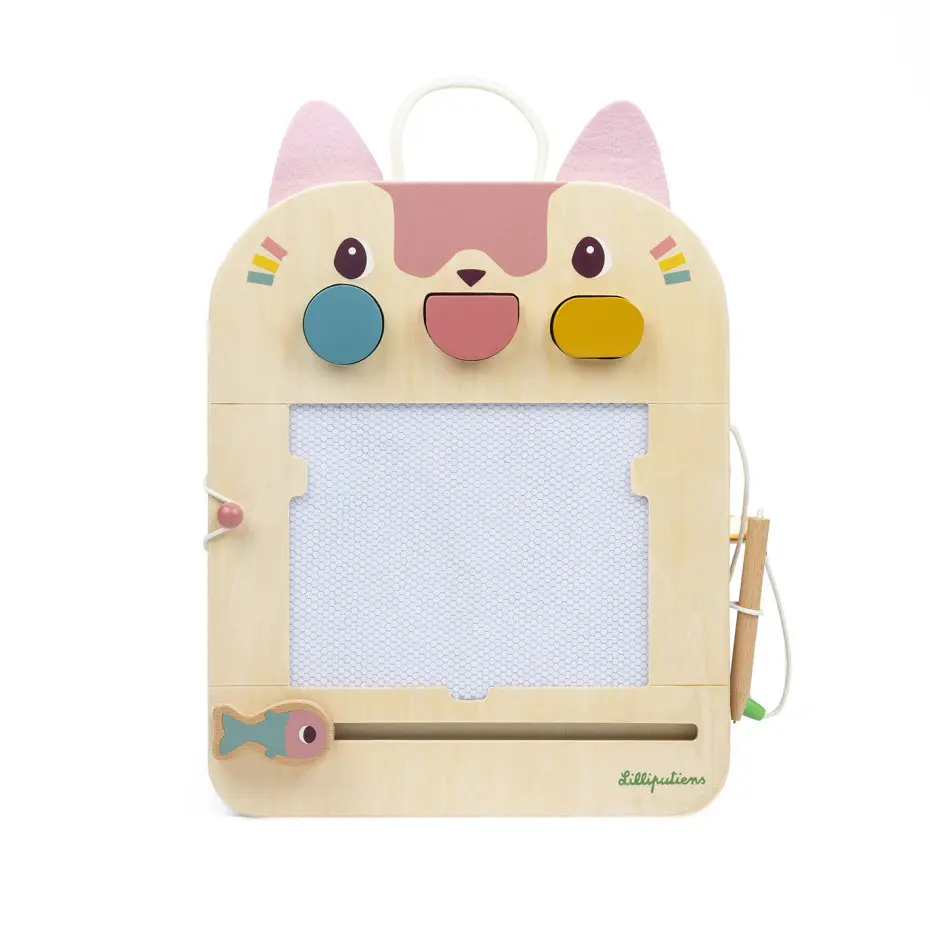 [LI-6509] Ardoise Magique en bois Jeanne le chat