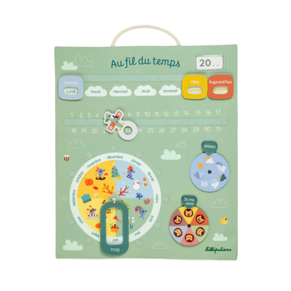 [LI-6615] Au fil du temps Calendrier enfant en tissu Lilliputiens