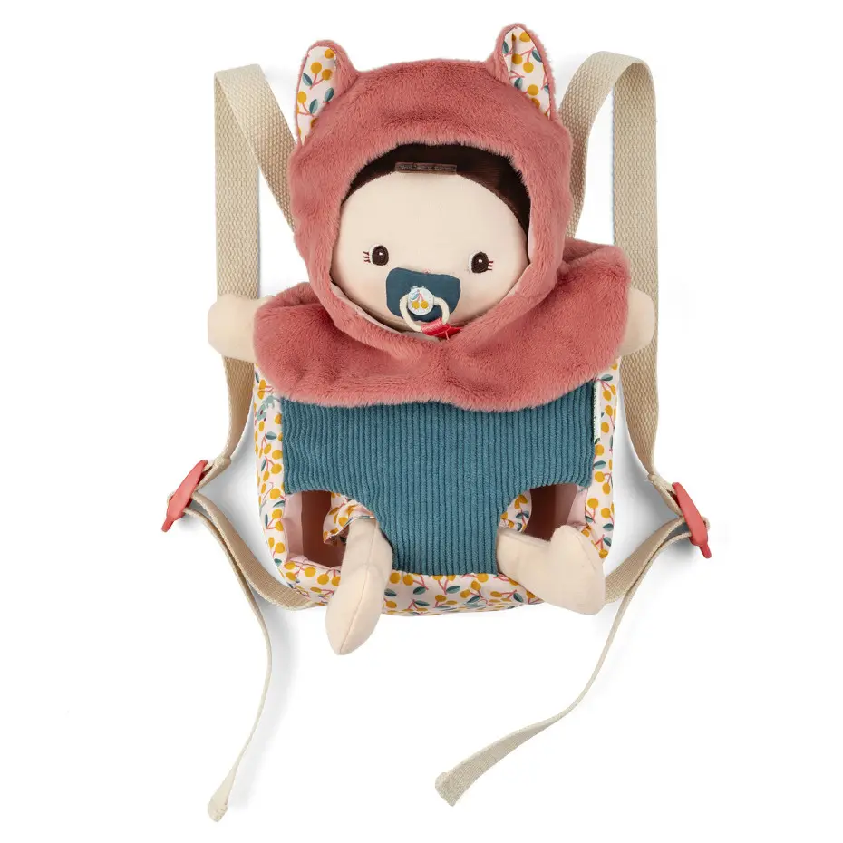 [LI-6349] Poupée en tissu et porte bébé Jeanne 