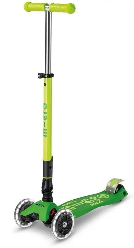 Maxi Micro Deluxe pliable Neon Parrot Green LED  (trottinette)