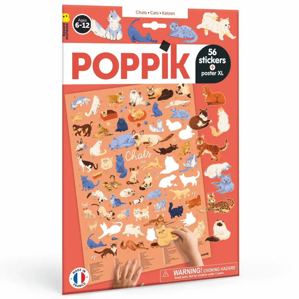 Poster Chats 56 stickers repositionnables Poppik