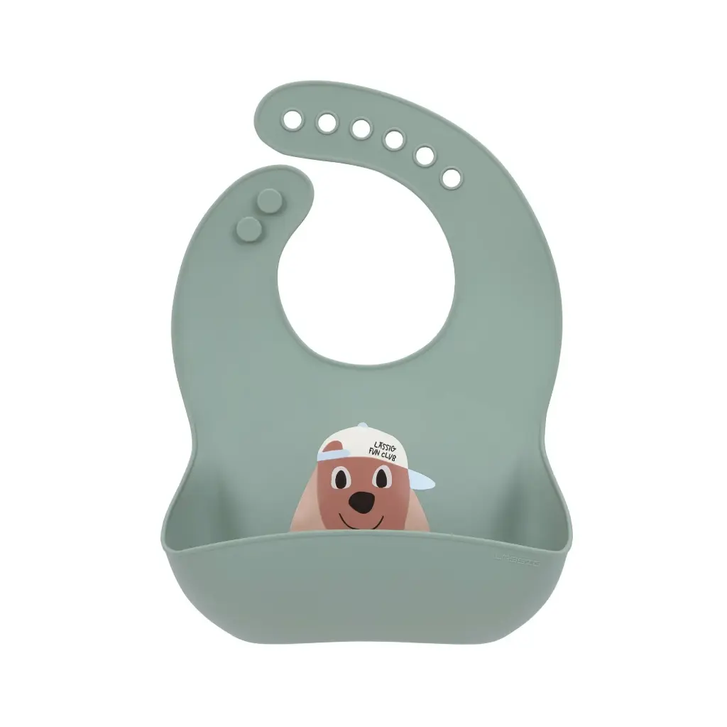 Bavoir en silicone Tiny Team, Chien Lässig