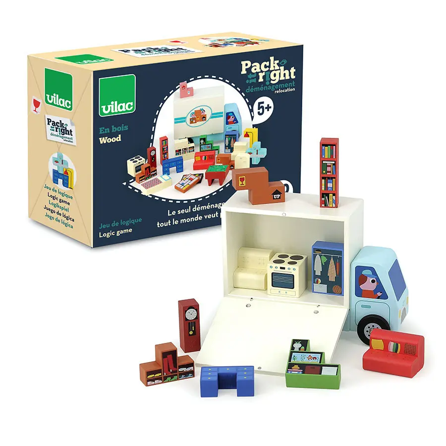 Jeu de logique en bois Pack it right Le déménagement Ingela P.Arrhenius 