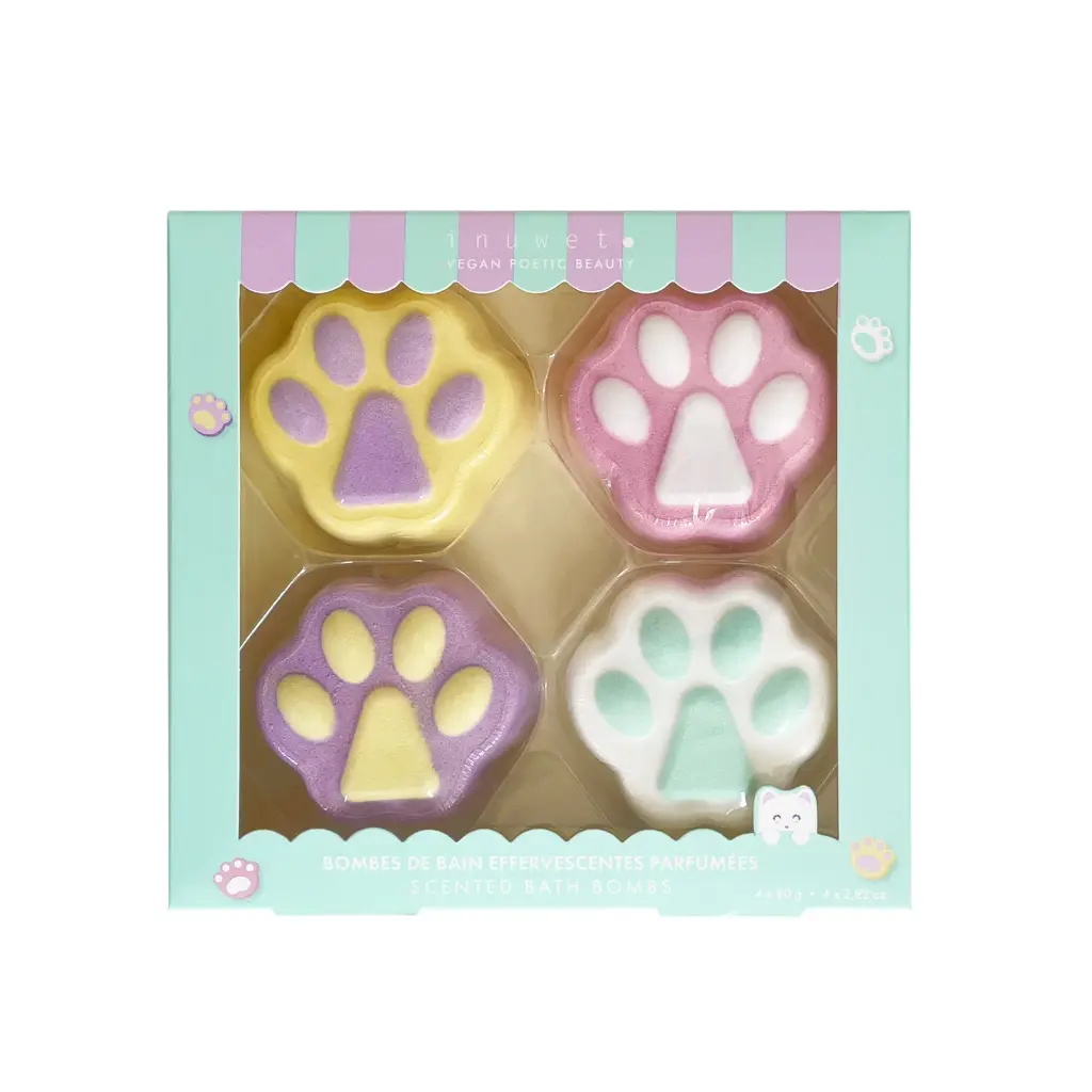 Fizzy Kitty Coffret de quatre bombes de bain parfumées Inuwet