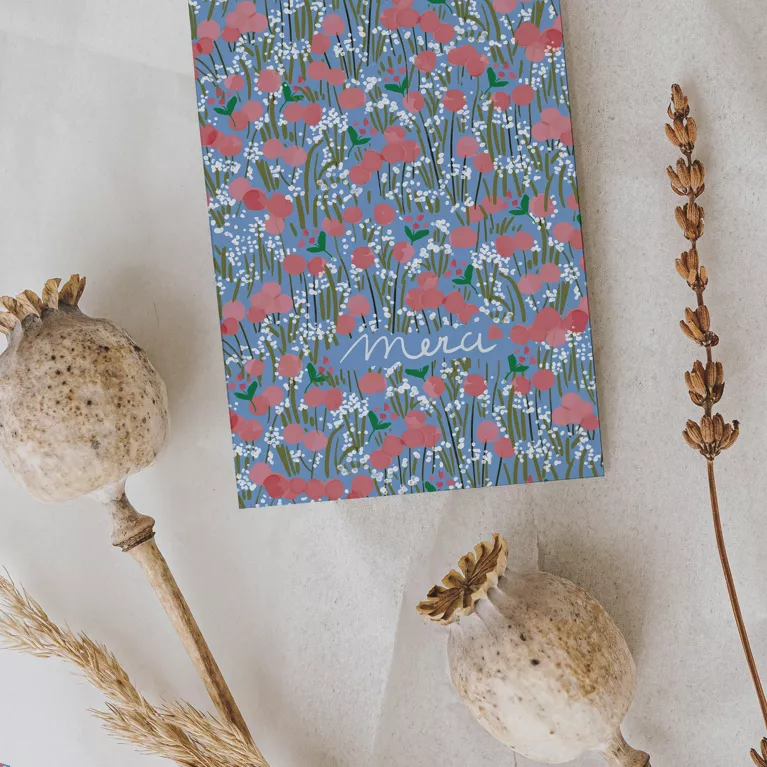 Carte Double Merci Rose Coquelicot My Lovey Thing