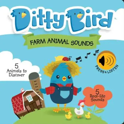 Ditty Bird : Livre musical bébé : Animaux de la ferme, la vache, le cochon, chanson de la ferme
