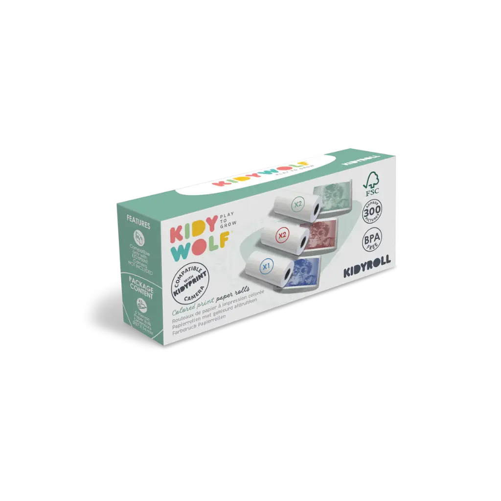 [KI-2136] KidyRoll 5 rouleaux de papier couleurs pour Kidyprint
