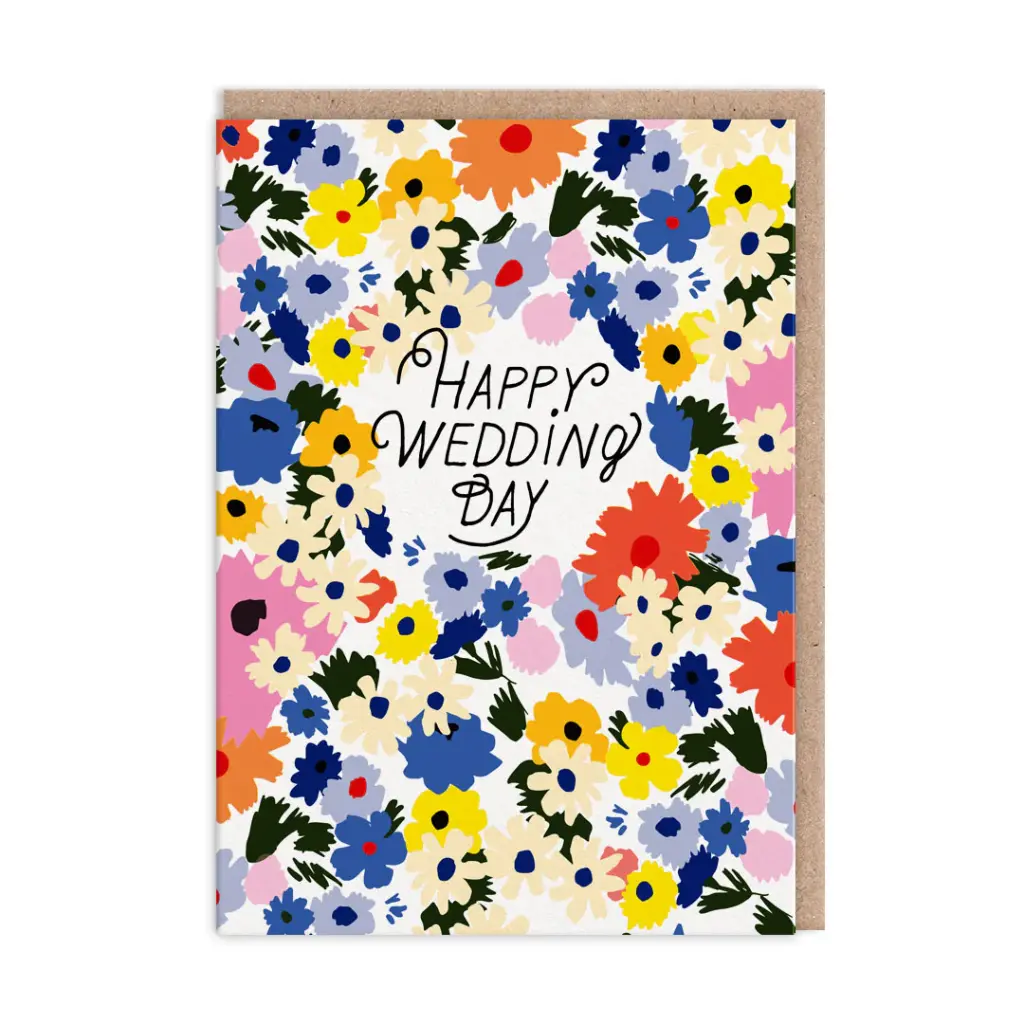 Happy Wedding Day Floral wedding Card