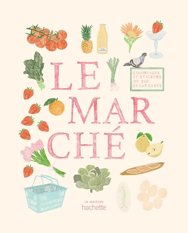 [HA-0212] Carnet de coloriages et de stickers : Le Marché