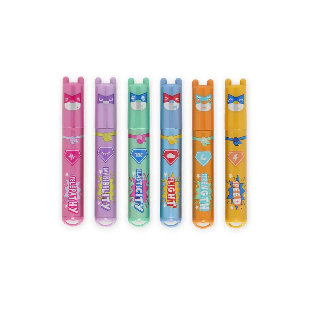 [le-009] Set de 6 Mini Surligneurs - Teddy’s Superpower 