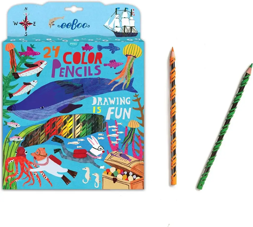24 crayons de couleurs Sous la mer