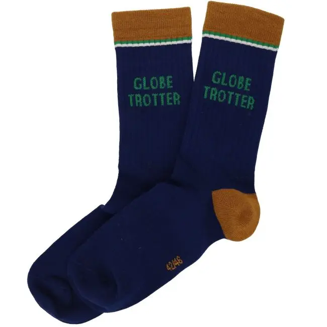 Chaussettes homme bleu nuit "Globe trotter" 42-46