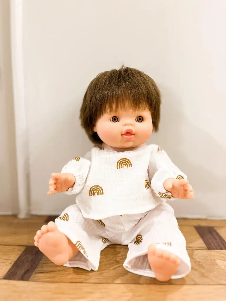 Vêtement Poupée 34 cm Pyjama Gaze de coton Arc-en-ciel marron 