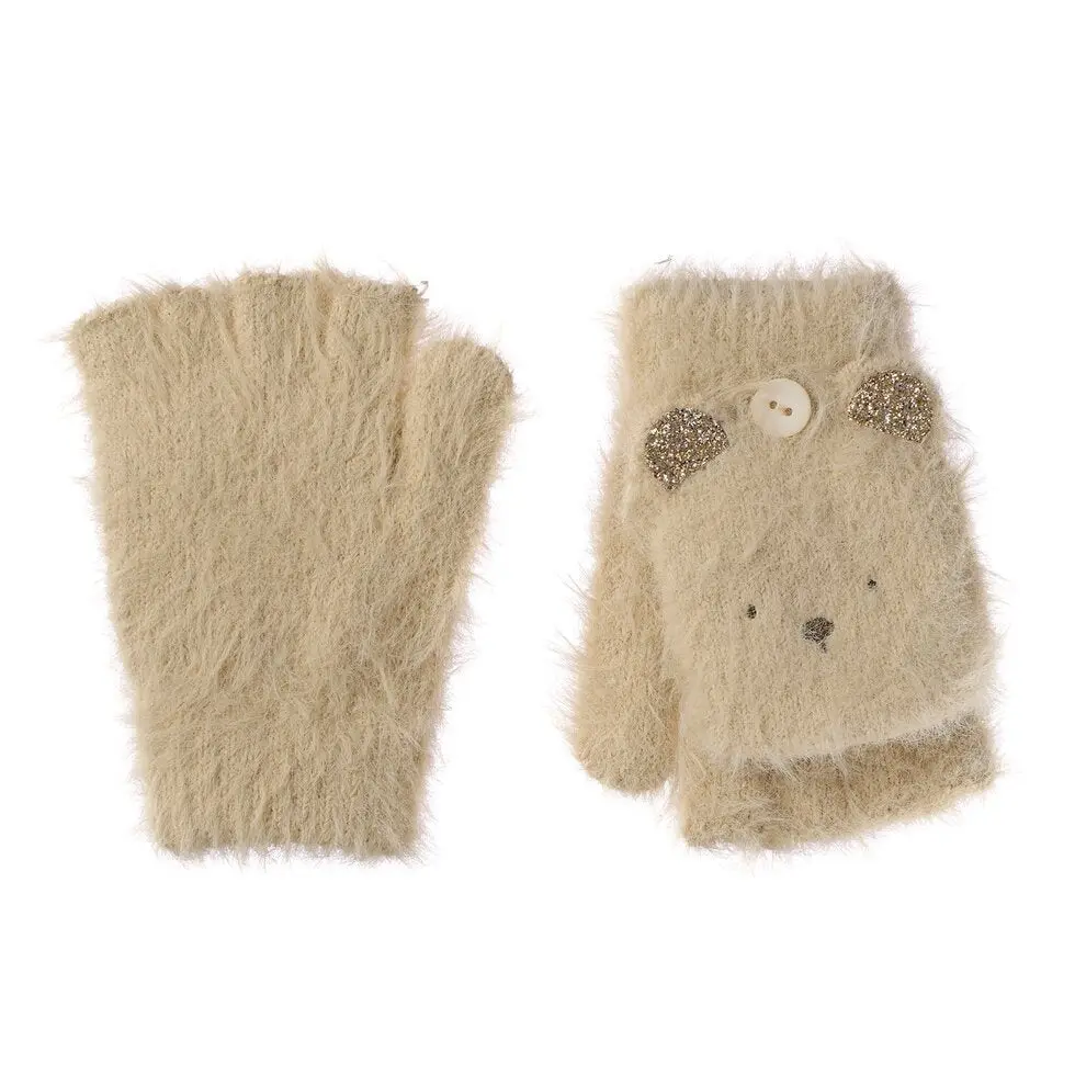 Teddy Bear Fluffy Gloves 3-6 ans