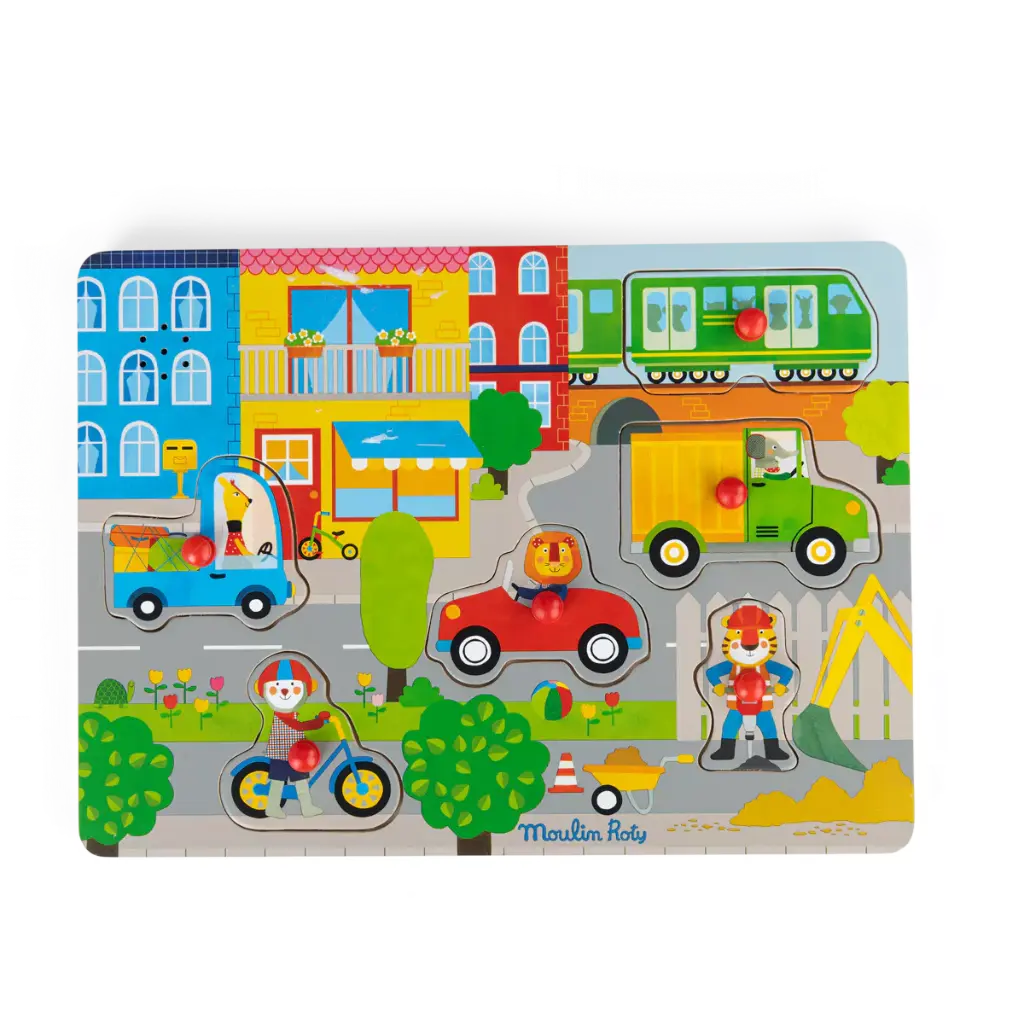 [MO-3795] Puzzle sonore ville en bois Les Popipop
