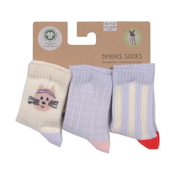 Lot de 3 Chaussettes de tennis Chat 27-30