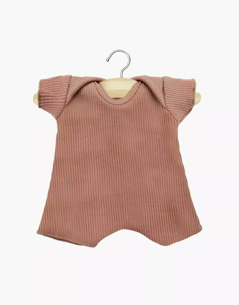 [MI-1588] Body shorty en maille côtelée rose argile Babies Minikane