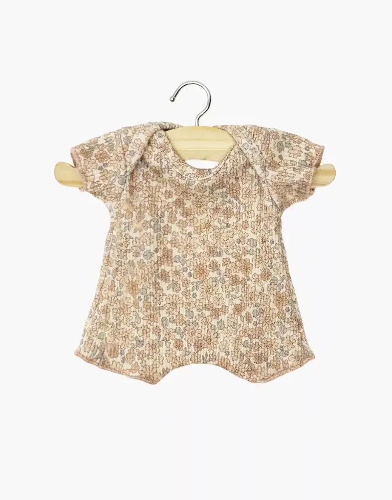 Body Shorty en maille côtelée Petites fleurs cacao Babies Minikane