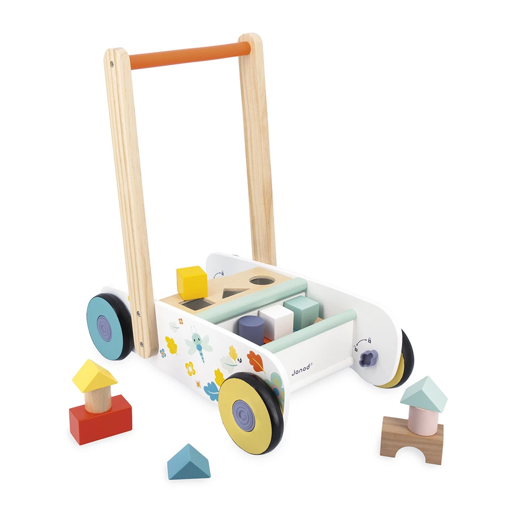 [JA-1434] Chariot de marche Cubes en bois Pure