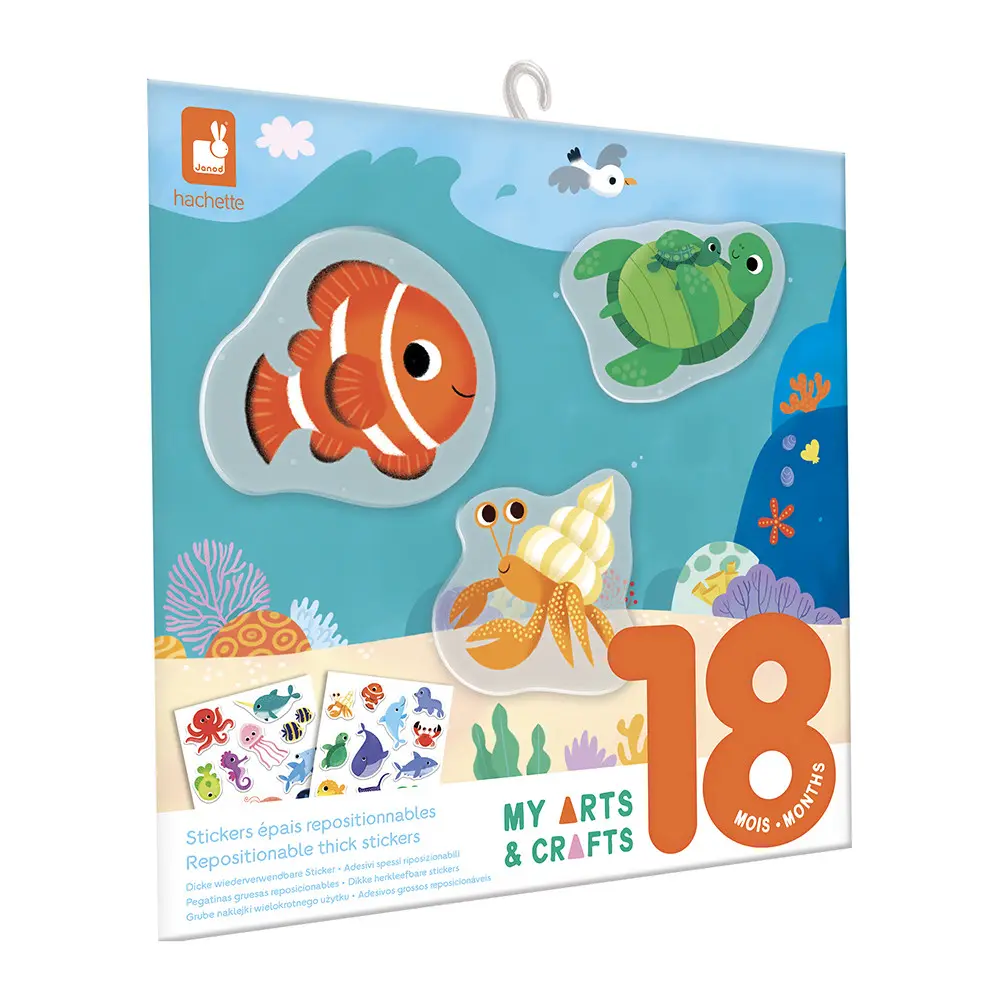 Coffret créatif Stickers épais repositionnables La mer 18 mois