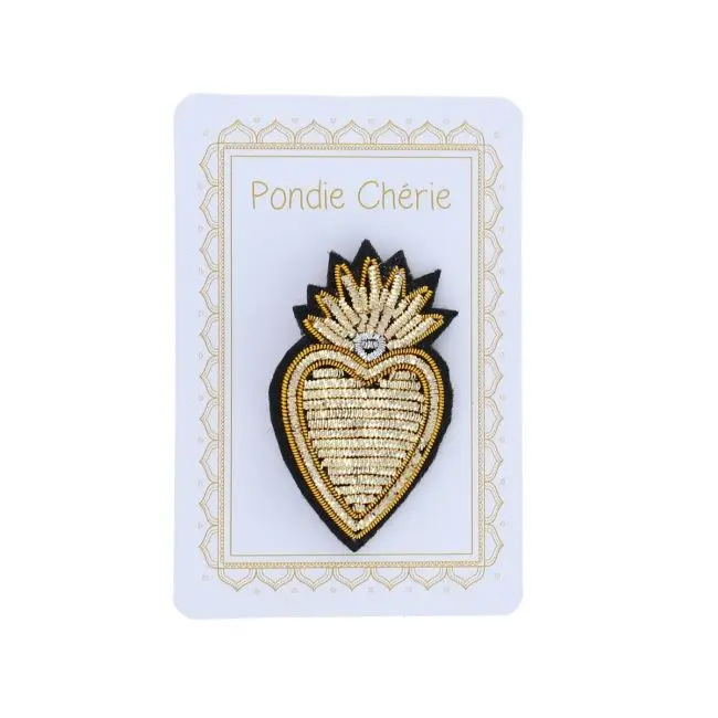 Broche coeur ex-voto doré