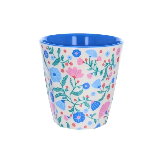 Grand verre en mélamine fleuri 