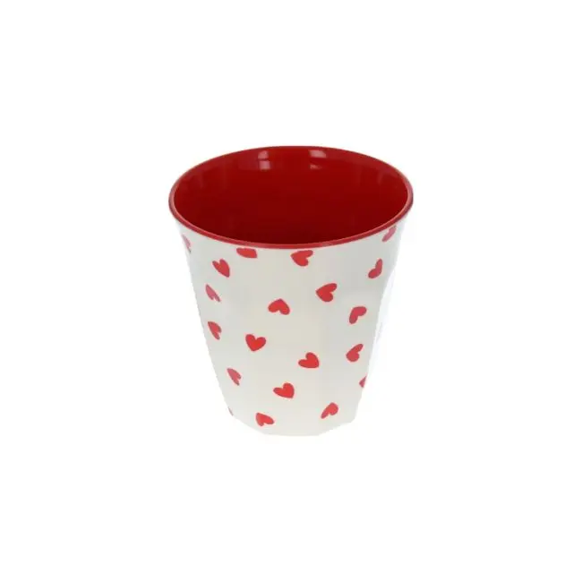 Petit verre en mélamine cœurs rouge