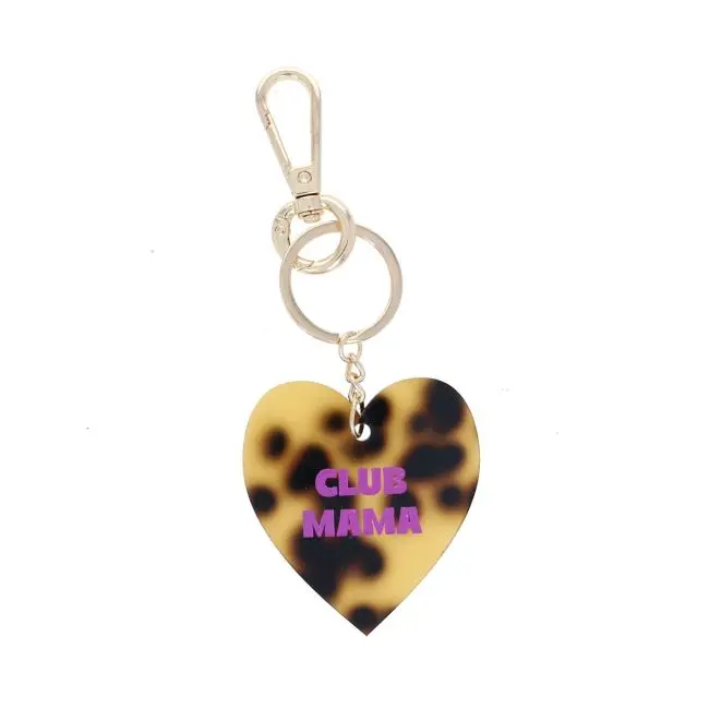 Porte-clés en résine cœur léopard "Club Mama"